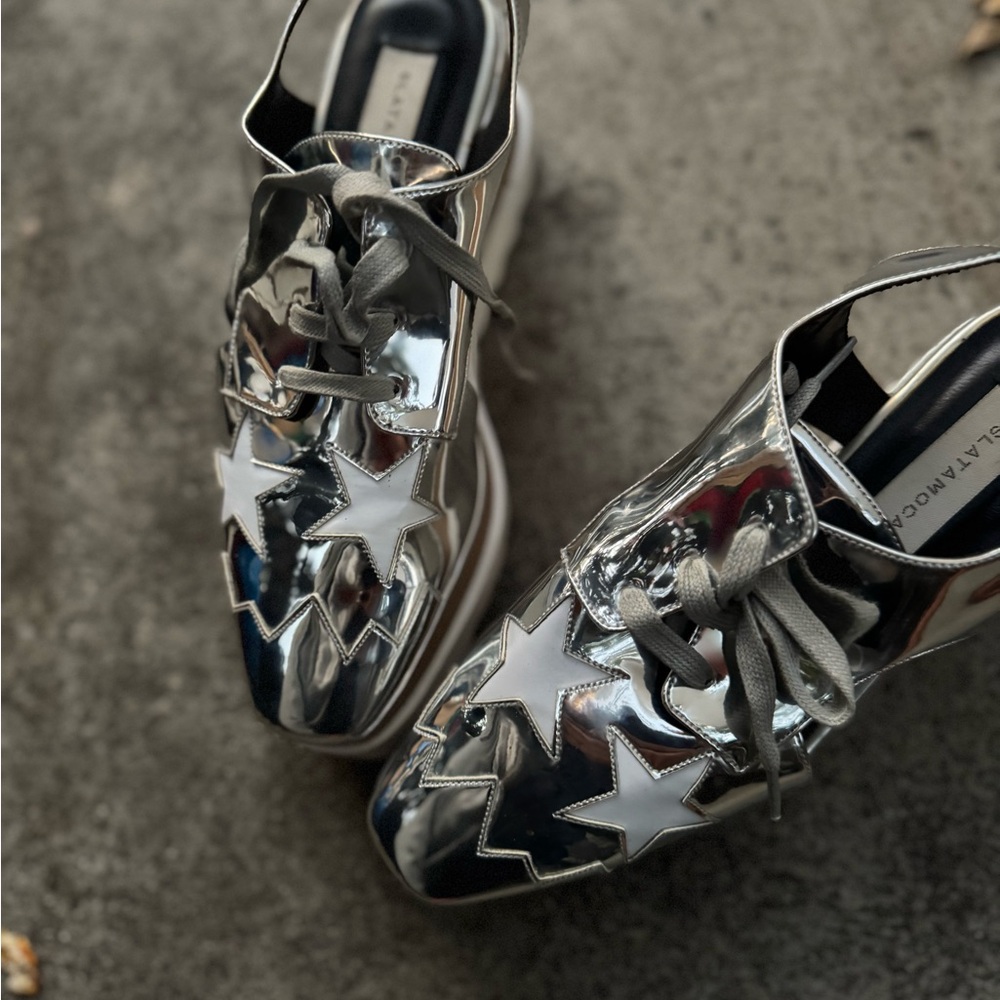 Silver Platform Wedge Sandals - image 5